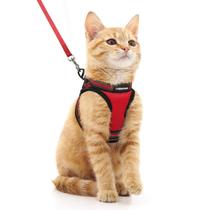 Conjunto de arnês e coleira para gatos rabbitgoo Walking Escape Proof Red Conjunto de arnês e coleira para gatos rabbitgoo Walking Escape Proof Red