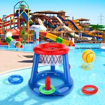 Conjunto De Aro De Basquete Inflável Para Piscina Para Crianças, Adolescentes E Adultos, Aros