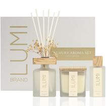 Conjunto de aromas Lumi Brand Peony Garden com vela 200 g, difusor 200 ml