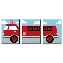 Conjunto de arte de parede Big Dot of Happiness Fired Up Fire Truck