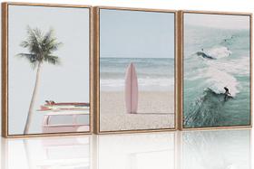 Conjunto de arte de parede CHDITB Beach Palm Tree Surfboard Seascape 40x60cm