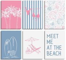 Conjunto de arte de parede Coastal Beach Surfing Canvas, 6 peças para decoração de casa Conjunto de arte de parede Coastal Beach Surfing Canvas, 6 peças para decoração de casa