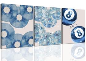 Conjunto de arte de parede em polegadas Sunshine Art Trendy Blue Preppy Navy Blue