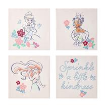 Conjunto de arte de parede em tela Idea Nuova Disney Princess, pacote com 4, 28x28cm