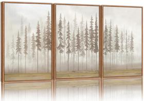 Conjunto de arte de parede em tela SIGNINART Large Pine Tree Foggy Forest