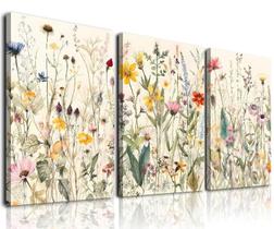 Conjunto de arte de parede KBKBART Boho Flower Farmhouse Decor (40x60cm)