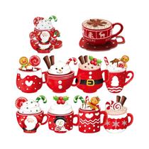 Conjunto De Arte De Pintura Com Diamantes DIY De Natal Com 8 Peças E Porta-Copos De Madeira