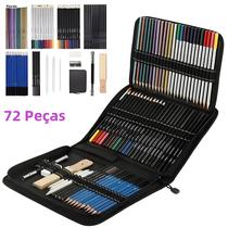 Conjunto De Arte Profissional Com 72 Peças, Kit De Lápis Para Desenho E Ferramentas De Esboço Em Conjunto De Arte Profissional Com 72 Peças, Kit De Lápis Para Desenho E Ferramentas De Esboço Em