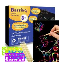 Conjunto de arte Rainbow Scratch Paper BESTING 52 unidades para crianças