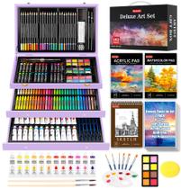 Conjunto de arte Soucolor, pacote de 192 com almofada de acrílico, almofada de aquarela e muito mais