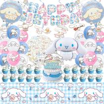Conjunto de artigos de festa AVONO Cinnamoroll Birthday 101 unidades para crianças Conjunto de artigos de festa AVONO Cinnamoroll Birthday 101 unidades para crianças