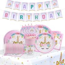 Conjunto de artigos de festa FZR Legend Rainbow Unicorn serve 25