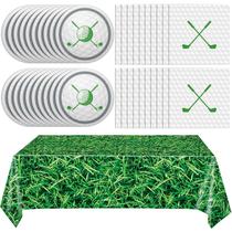Conjunto de artigos de festa Juhap Golf Theme com pratos, guardanapos e toalha de mesa