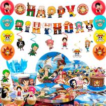 Conjunto de artigos de festa Lumcrajems One Piece Birthday 117 unidades