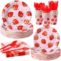Conjunto de artigos de festa Ziliny Strawberry 350 unidades para 50 pessoas