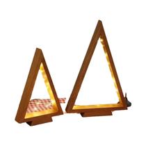 Conjunto De Árvore De Natal De Madeira Estilo Fazenda Moderna Com Luzes, 2 Peças De Centros De Mesa