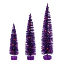 Conjunto de árvores de mesa Vickerman Brush 41-61 cm, LED roxo e laranja