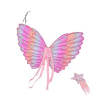 Conjunto De Asas De Anjo Arco-Íris Para Meninas Com Varinha De Fada E Asas De Borboleta, Acessórios Conjunto De Asas De Anjo Arco-Íris Para Meninas Com Varinha De Fada E Asas De Borboleta, Acessórios
