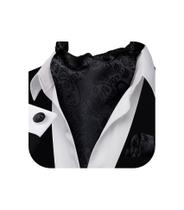 Conjunto de Ascot para Hombre Barry.Wang Paisley Negro en Seda de 126 cm Conjunto de Ascot para Hombre Barry.Wang Paisley Negro en Seda de 126 cm