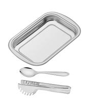 Conjunto de Assadeira Tramontina Aço Inox 3 Peças 30cm