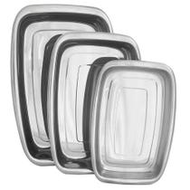 Conjunto de assadeiras 3 pc aco inoxidavel martinazzo Conjunto de assadeiras 3 pc aco inoxidavel martinazzo