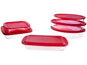 Conjunto de Assadeiras de Vidro Marinex - 6 Peças Com Tampa