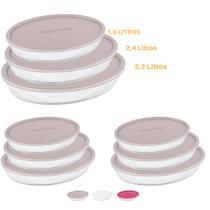 Conjunto De Assadeiras De Vidro Oval Marinex 9pçs 3 Tamanhos