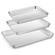 Conjunto de assadeiras E-far em aço inoxidável, 3 tamanhos, não tóxico