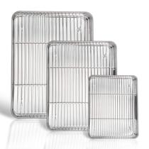 Conjunto de assadeiras e prateleiras P&P CHEF em aço inoxidável, pacote com 6 Conjunto de assadeiras e prateleiras P&P CHEF em aço inoxidável, pacote com 6