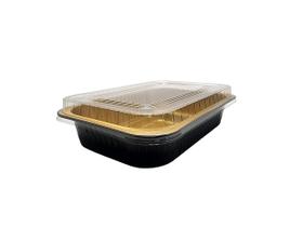 Conjunto de assadeiras KitchenDance descartável de alumínio com tampa, pacote com 25 Conjunto de assadeiras KitchenDance descartável de alumínio com tampa, pacote com 25