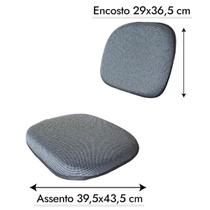 Conjunto de Assento e Encosto Anatômico para Cadeira Secretária Fixa ou Giratória, Tecido cor Cinza com Preto