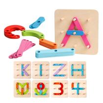 Conjunto de atividades de construção Kizh Wooden Letter Number Toy