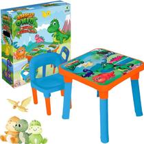 Conjunto de Atividades Mesinha com Cadeira Infantil Didático com Divisórias Turma Do Dino Monte Líbano