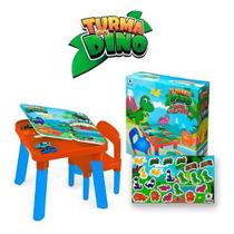 Conjunto de Atividades Mesinha com Cadeira Infantil Didático com Divisórias Turma Do Dino Monte Libano