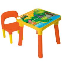 Conjunto de Atividades Mesinha com Cadeira Infantil Didático Turma do Dino 490 Monte Libano