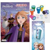 Conjunto de atividades para colorir Disney Frozen com adesivos e carimbo de floco de neve