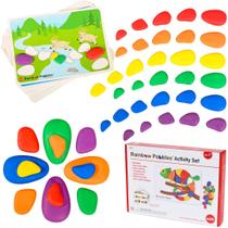Conjunto de atividades Rainbow Pebbles Sorting Stacking Early Math
