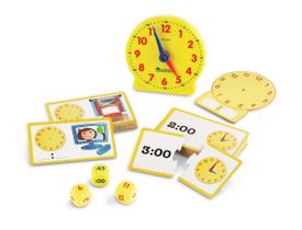 Conjunto de atividades: recursos de aprendizagem e tempo com relógio 41 peças (5+)