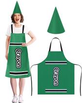 Conjunto de aventais de fantasia, roupa de giz de cera verde Mepase com chapéu Conjunto de aventais de fantasia, roupa de giz de cera verde Mepase com chapéu