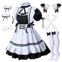 Conjunto de avental de empregada doméstica francesa de anime Wannsee, traje de cosplay, Lolita Conjunto de avental de empregada doméstica francesa de anime Wannsee, traje de cosplay, Lolita