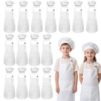 Conjunto de avental e chapéu de chef IAGBIBUI para crianças de 6 a 13 anos branco (30 unidades) Conjunto de avental e chapéu de chef IAGBIBUI para crianças de 6 a 13 anos branco (30 unidades)