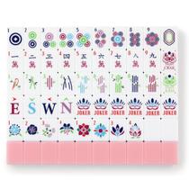 Conjunto de azulejos de Mahjong americano Suncle 166 azulejos brancos e rosa
