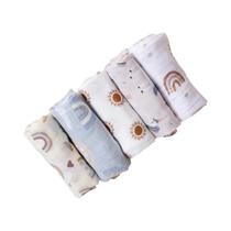 Conjunto De Babadores De Musselina Para Bebês Recém-nascidos, 5 Peças, Multifuncional, Respirável,