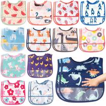 Conjunto de babadores para alimentação de bebês 2ooya, impermeável, sem mangas, de 6 a 24 meses Conjunto de babadores para alimentação de bebês 2ooya, impermeável, sem mangas, de 6 a 24 meses