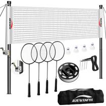 Conjunto de Badminton AUEWXNFYH para Exteriores com Rede, 4 Raquetes e 3 Petecas Conjunto de Badminton AUEWXNFYH para Exteriores com Rede, 4 Raquetes e 3 Petecas