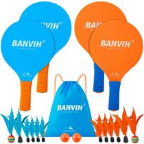 Conjunto de badminton Banvih 4 Rackets Paddle Ball, jogos ao ar livre Conjunto de badminton Banvih 4 Rackets Paddle Ball, jogos ao ar livre