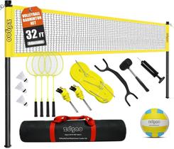 Conjunto de Badminton e Vôlei Zdgao, rede de 9,75 m, postes ajustáveis