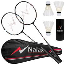 Conjunto de Badminton Nalax com 2 Raquetes de Fibra de Carbono e Petecas