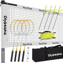 Conjunto de badminton, rede portátil Olybeaka, 6 pólos, 4 raquetes, 3 passarinhos Conjunto de badminton, rede portátil Olybeaka, 6 pólos, 4 raquetes, 3 passarinhos