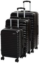 Conjunto de bagagem Amazon Basics, 3 peças, rígido, expansível, preto Conjunto de bagagem Amazon Basics, 3 peças, rígido, expansível, preto